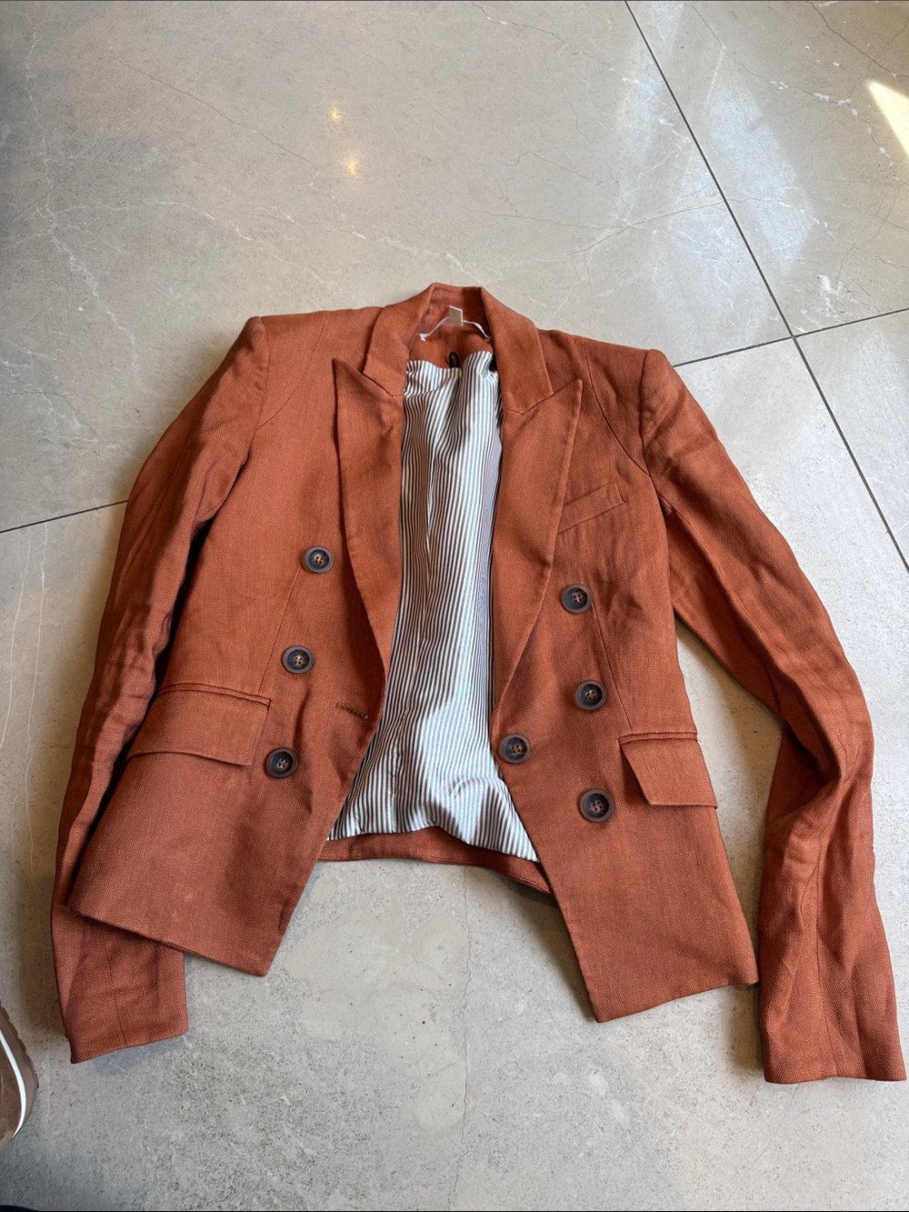 Veronica Beard Rust Double-Breasted Blazer Jacket